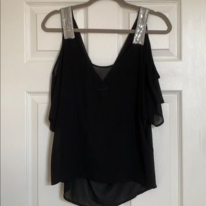 black chiffon top